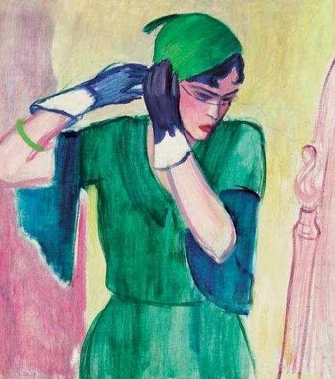 Emőd Aurél (1897-1958) Római hölgy zöldben