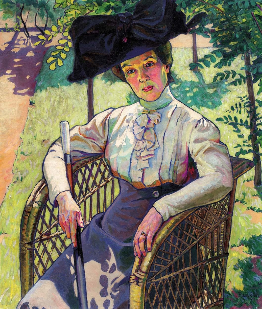 Plány Ervin (1885-1916) Lady in a hat in sunny garden (My mother in the garden), 1910