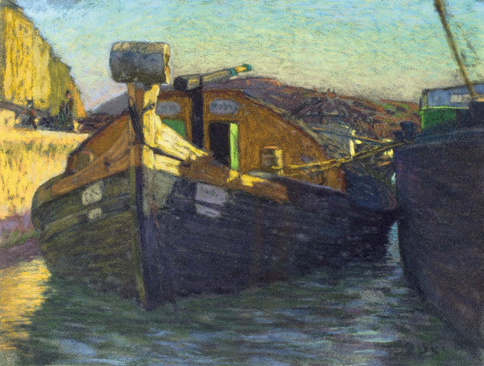 Poll Hugó (1867-1931) Ship on the river