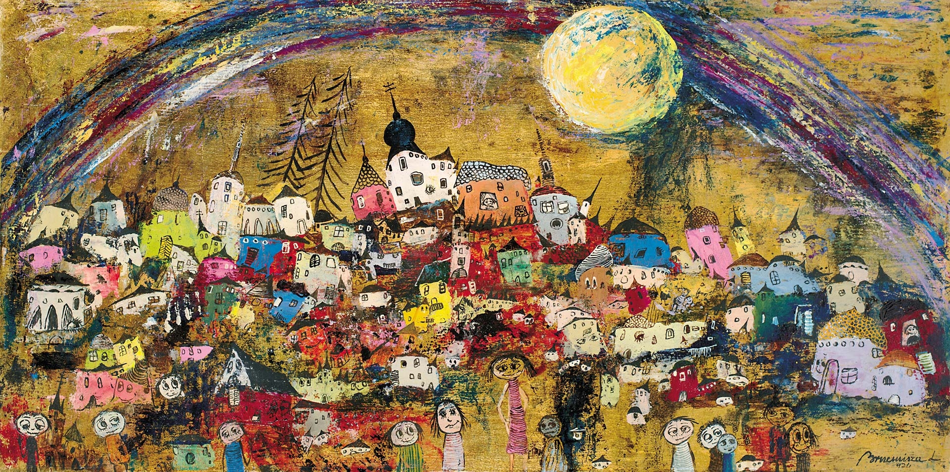 Bornemisza László (1910-1995) Fairy-tale town with the Moon, 1974