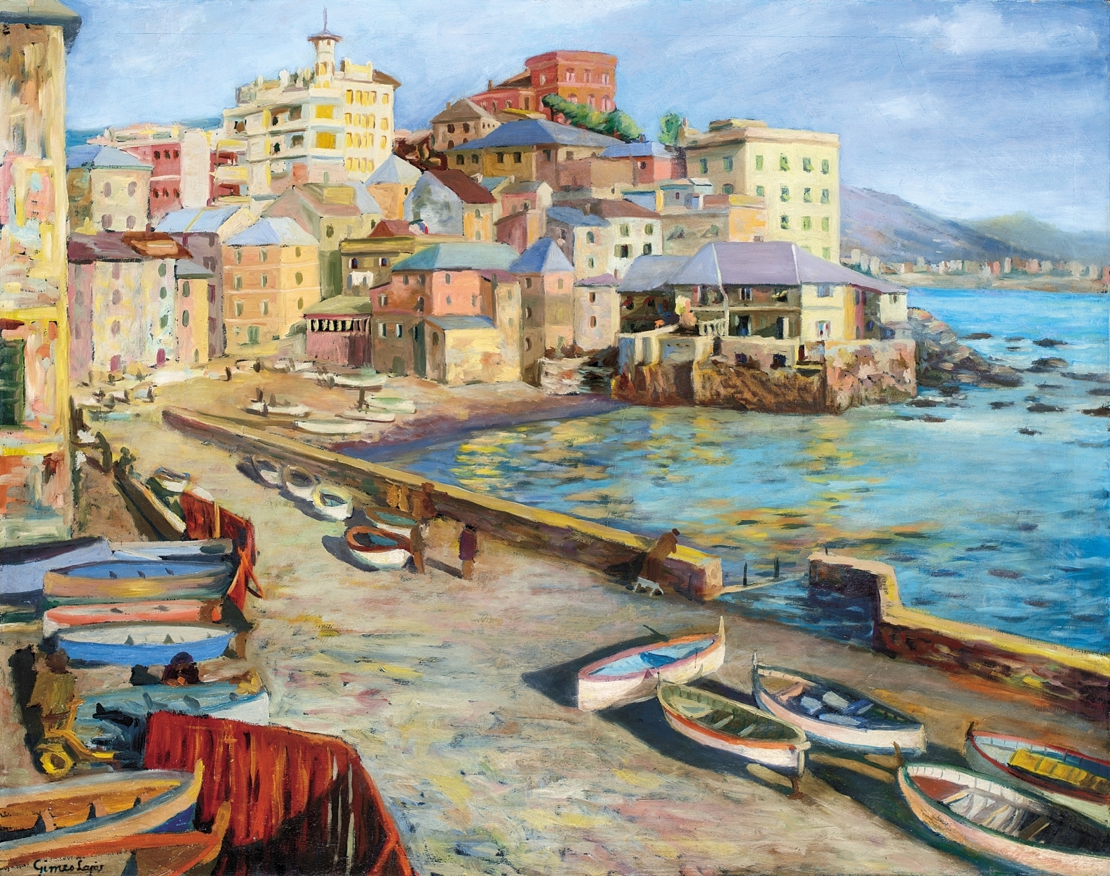 Gimes Lajos (1886-1945) Dalmatian harbour