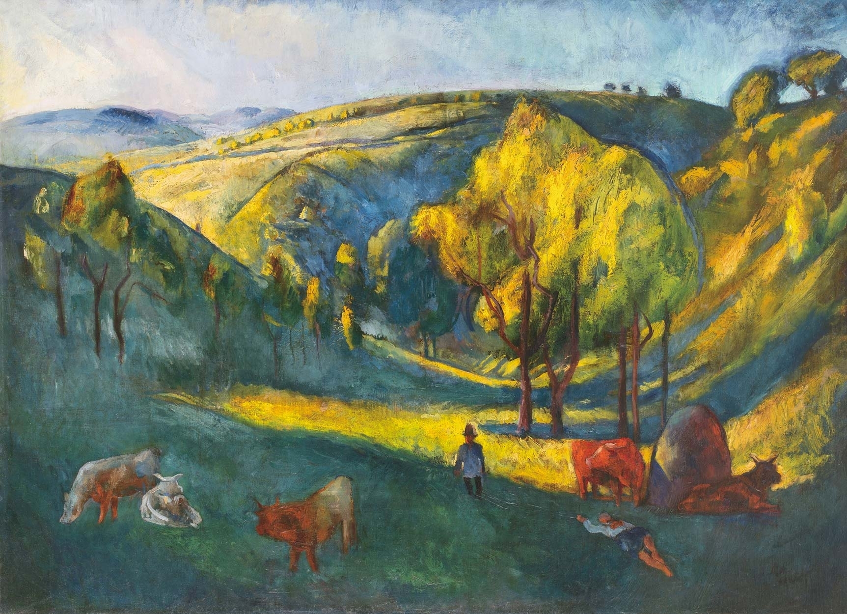 Szőnyi István (1894-1960) Zebegényi domboldal alkonyi fényben, 1925 körül