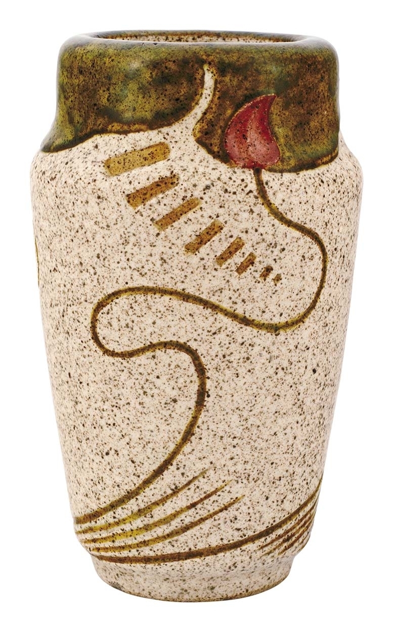 Zsolnay Grés váza, stilizált vízinövény-motívummal, Zsolnay, 1903