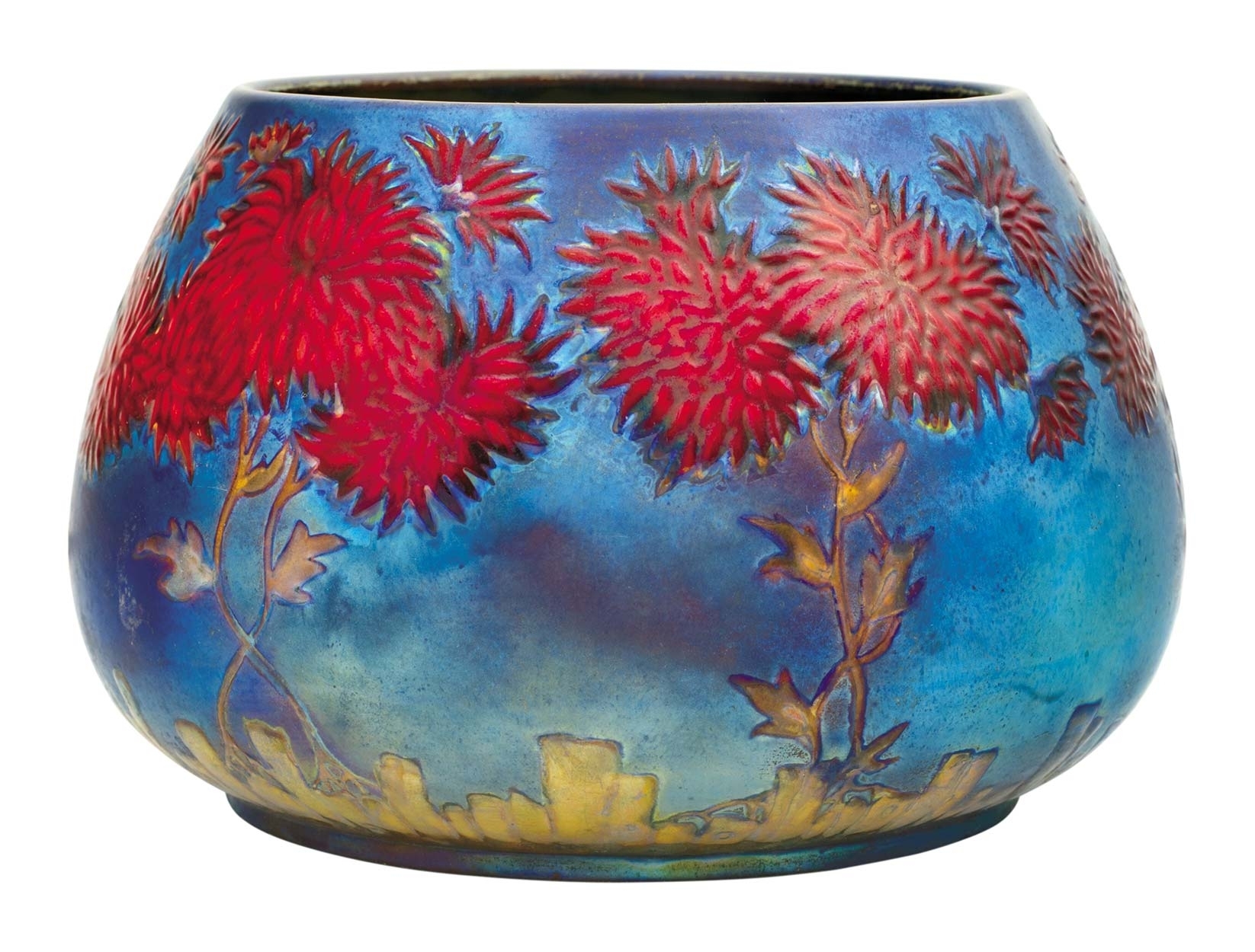 Zsolnay Vase with chrysanthemum decoration, Zsolnay, 1899