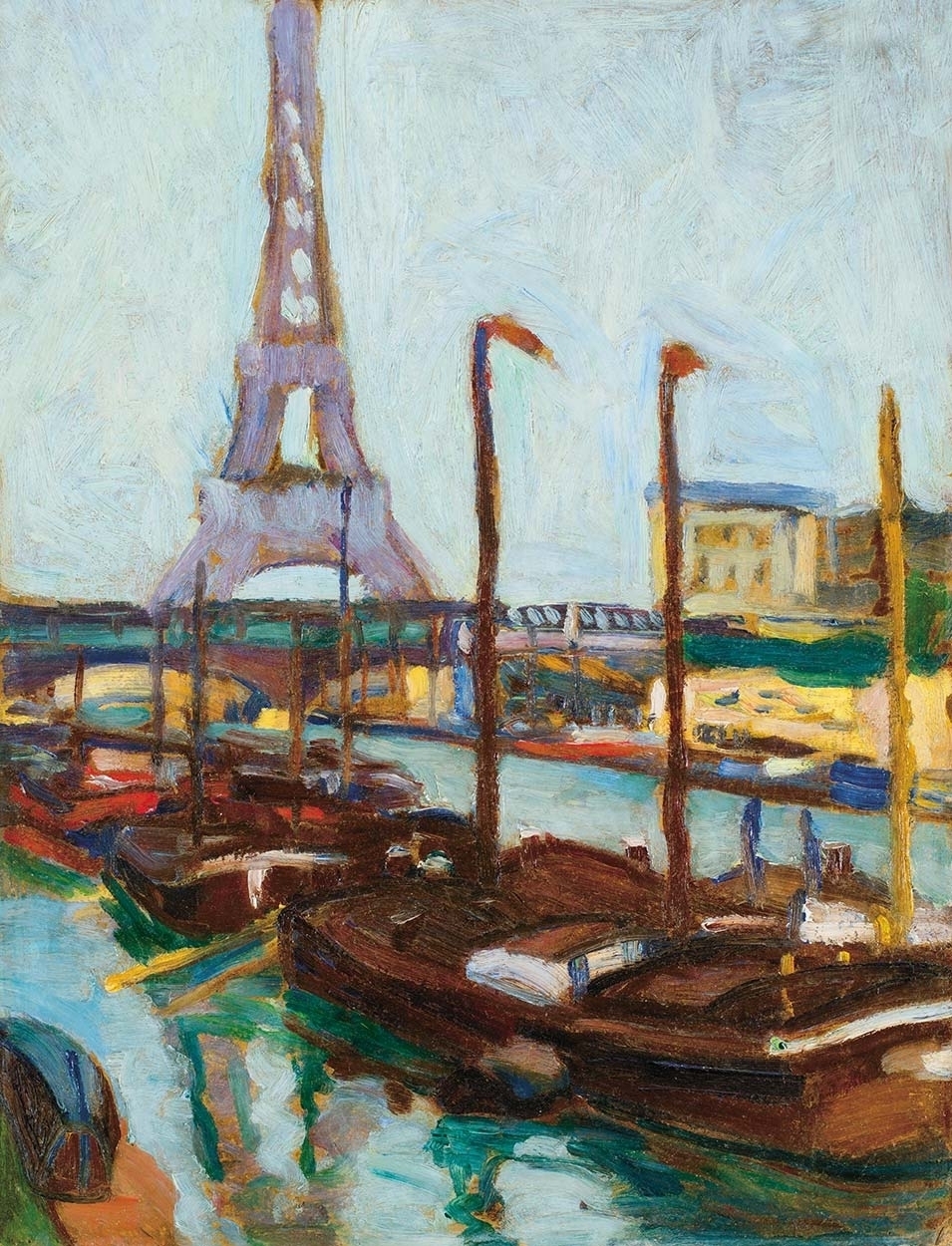 Körmendi Frimm Ervin (1885-1939) Ships on the Seine, Paris, 1909