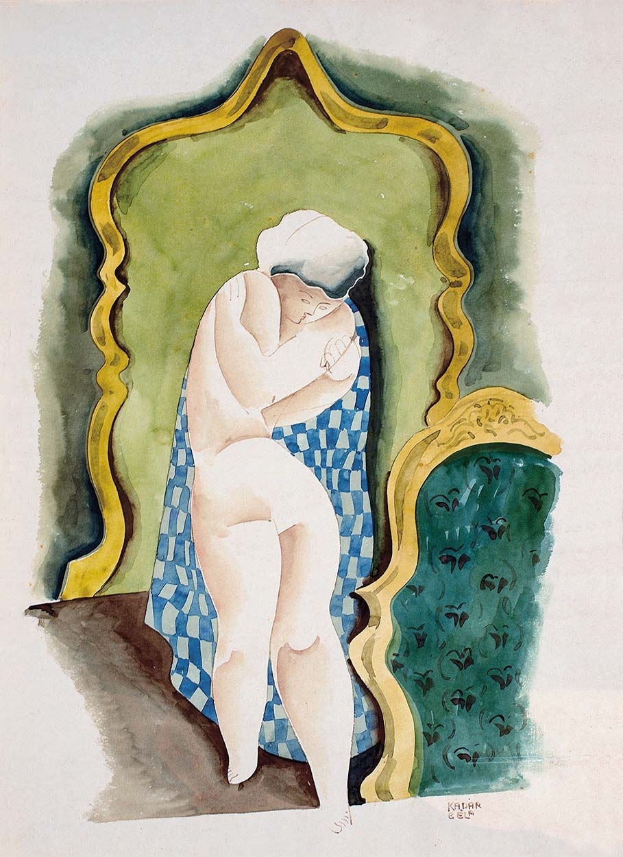 Kádár Béla (1877-1956) Shivering nude