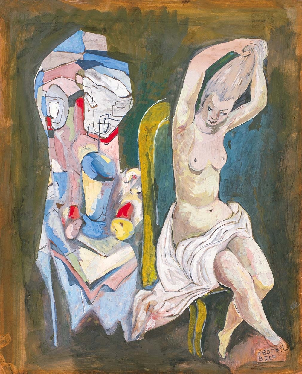 Kádár Béla (1877-1956) With a combing, abstract scene