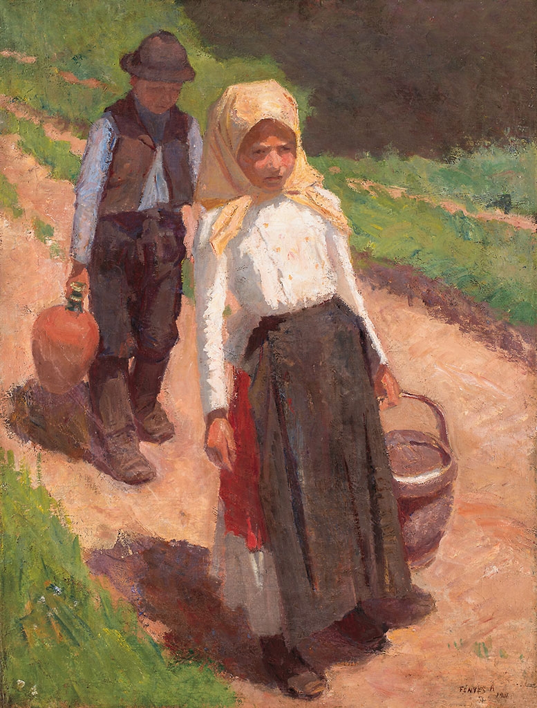 Fényes Adolf (1867-1945) Return home/ Girl and boy carrying water, 1903