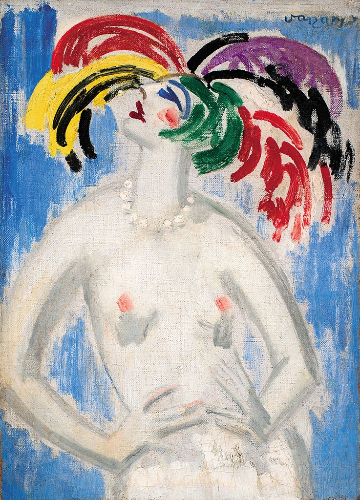 Vaszary János (1867-1939) Dancer with colorful feather headpiece, from 1925 to 1930