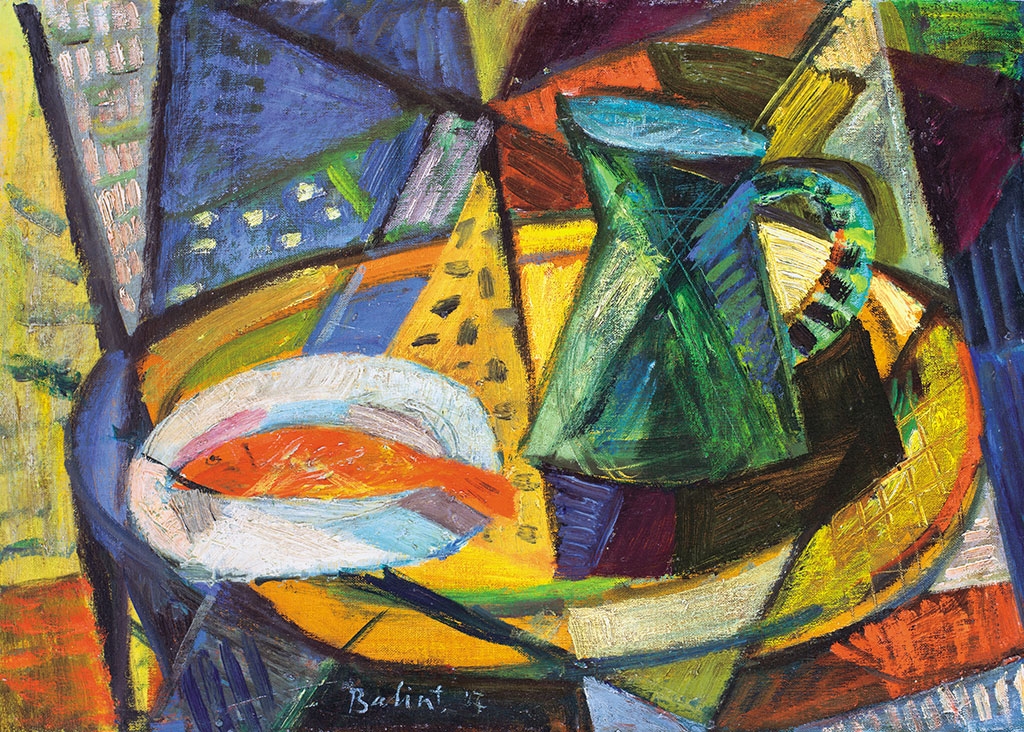 Bálint Endre (1914-1986) Still life on the table with fish, 1947