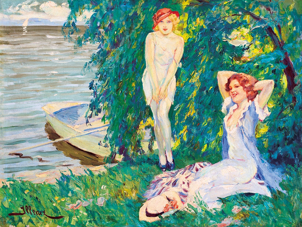 Illencz Lipót 1882-1950 Girls on the riverbank