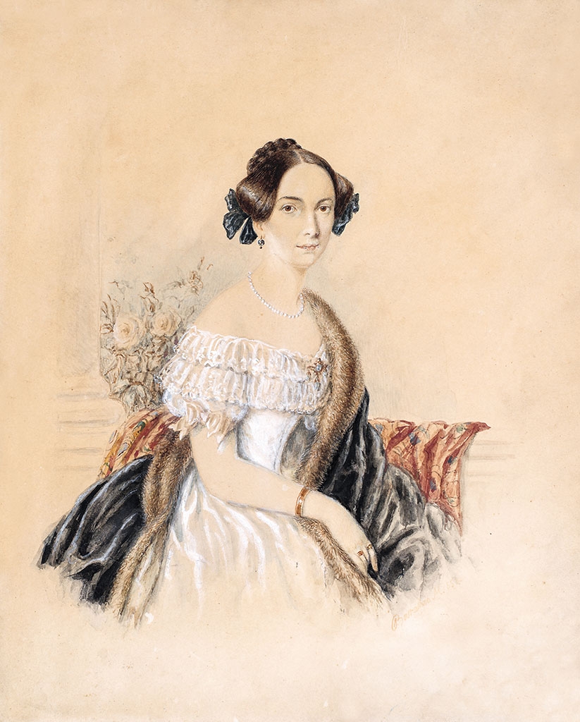 Barabás Miklós (1810-1898) Lady with a pearl necklace, 1853