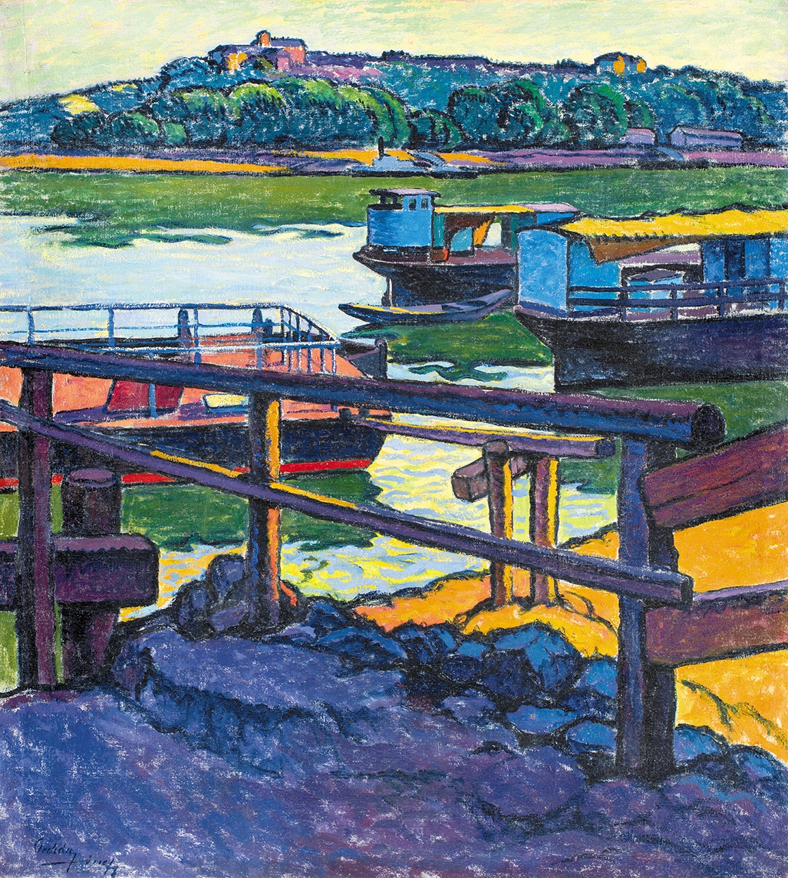 Pechán József (1875-1922) Barge in the Harbour, around 1910