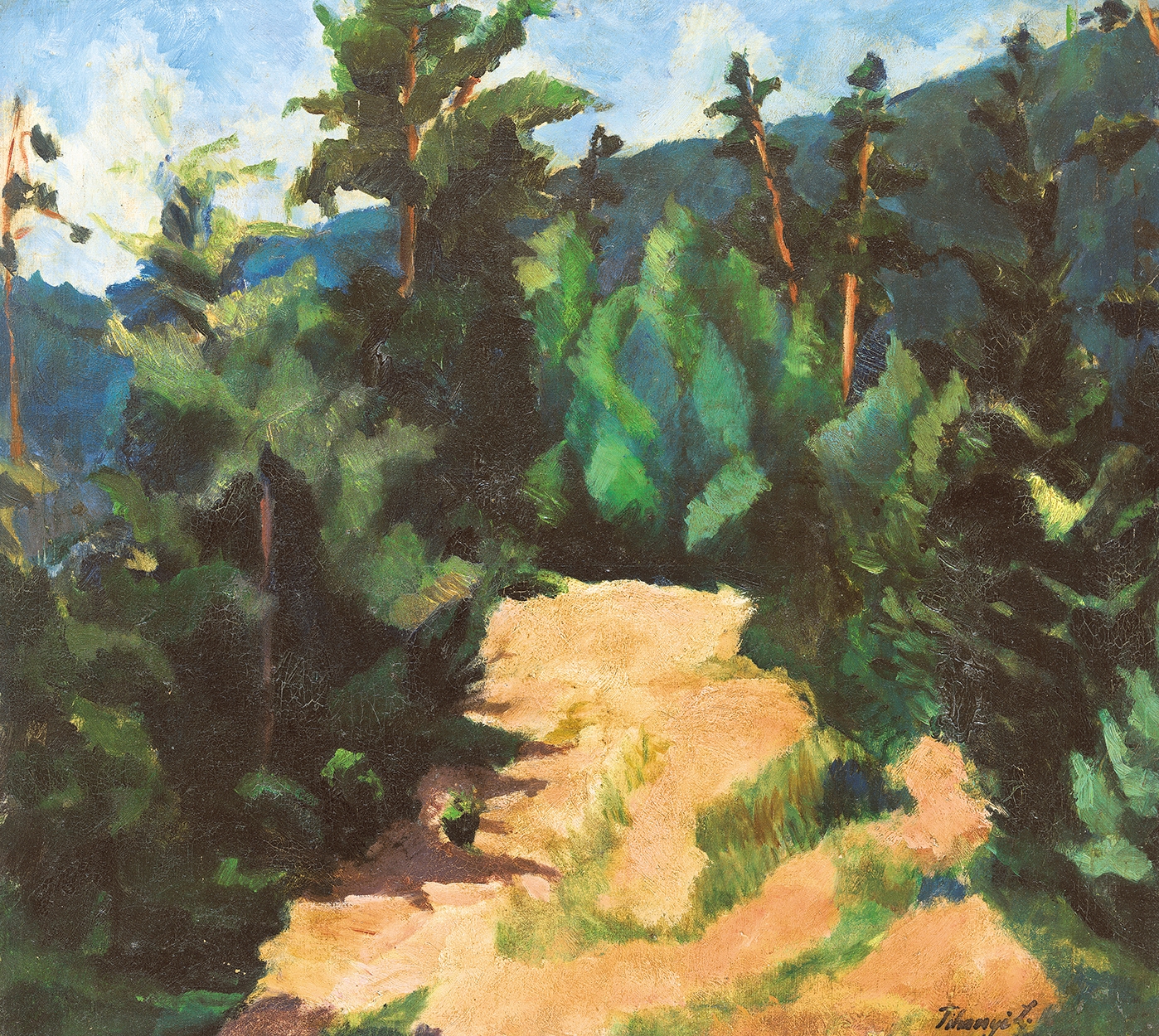 Tihanyi Lajos (1885-1938) Landscape with Hills (Landscape of Trencsén), 1911