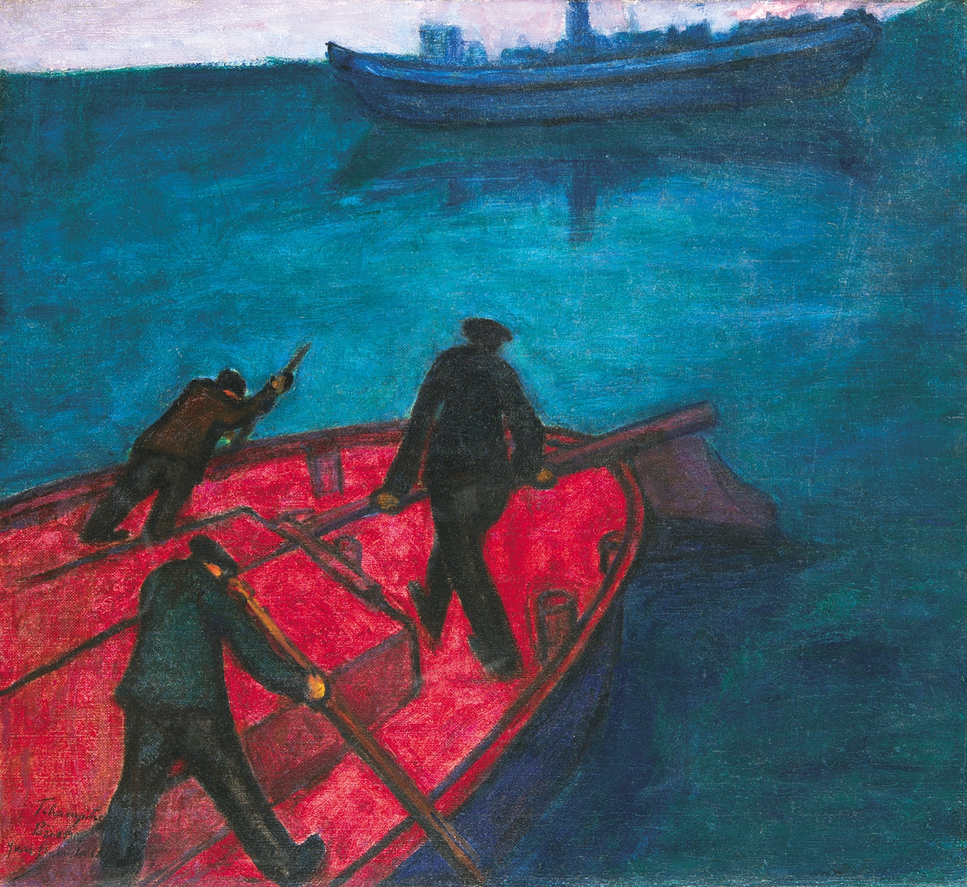 Tihanyi Lajos (1885-1938) Boatmen at the River Seine, 1907