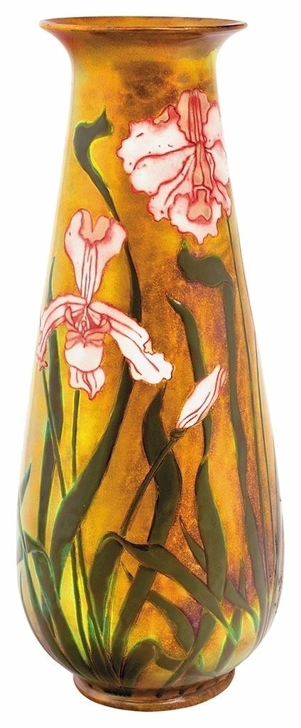 Zsolnay Vase with Iris decor, Zsolnay, beginning of the 1900s