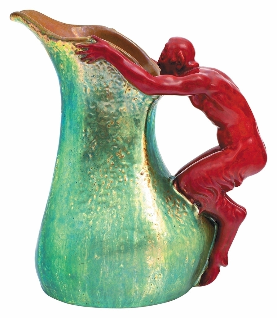 Zsolnay Pitcher with faun, Zsolnay, 1900