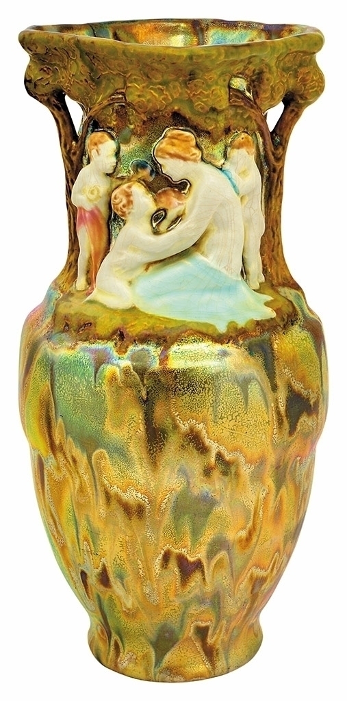 Zsolnay Vase with relief decor, Zsolnay, 1909