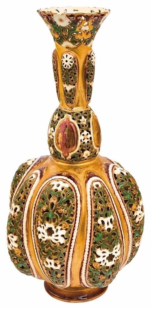 Zsolnay Duplafalú, historizáló váza a Wanda sorozatból, Zsolnay, 1887