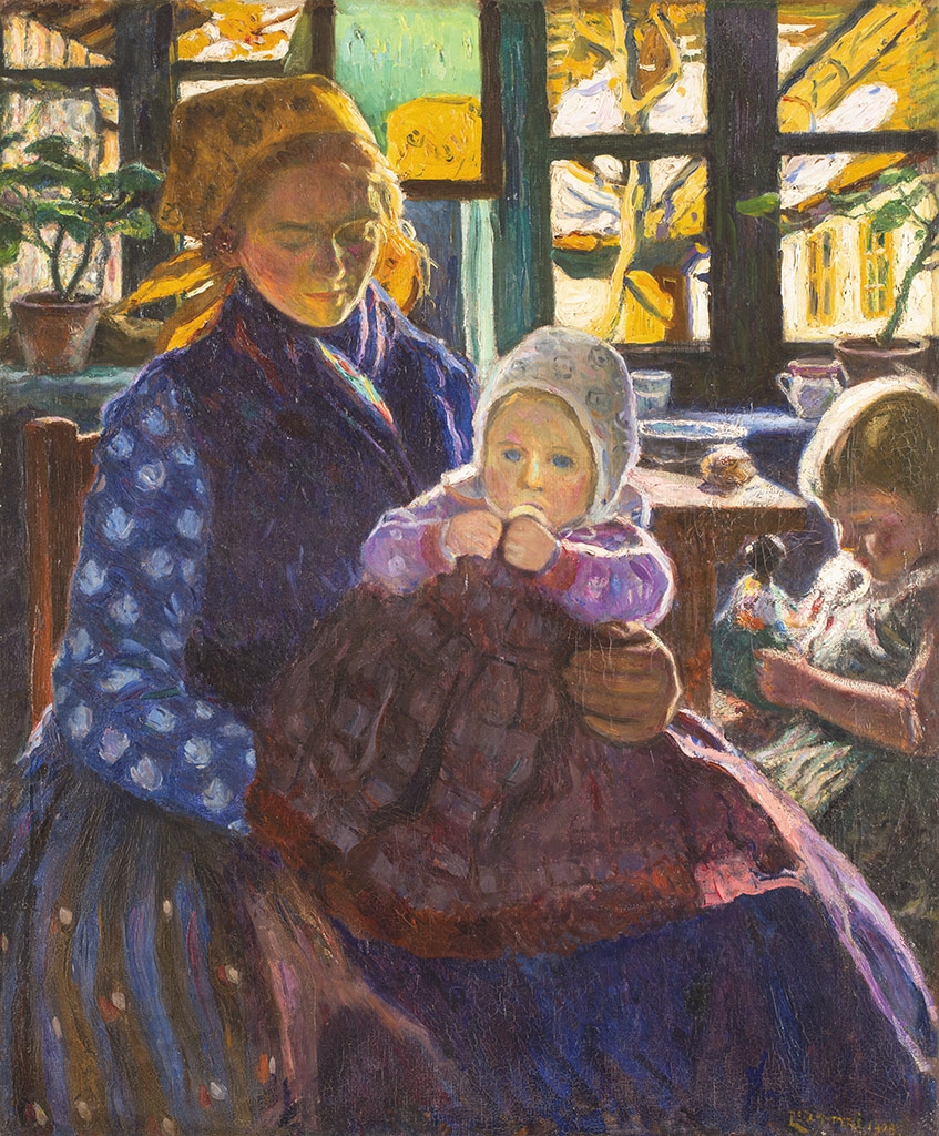 Perlmutter Izsák (1866-1932) Mother among her children (Mother with her children), 1908