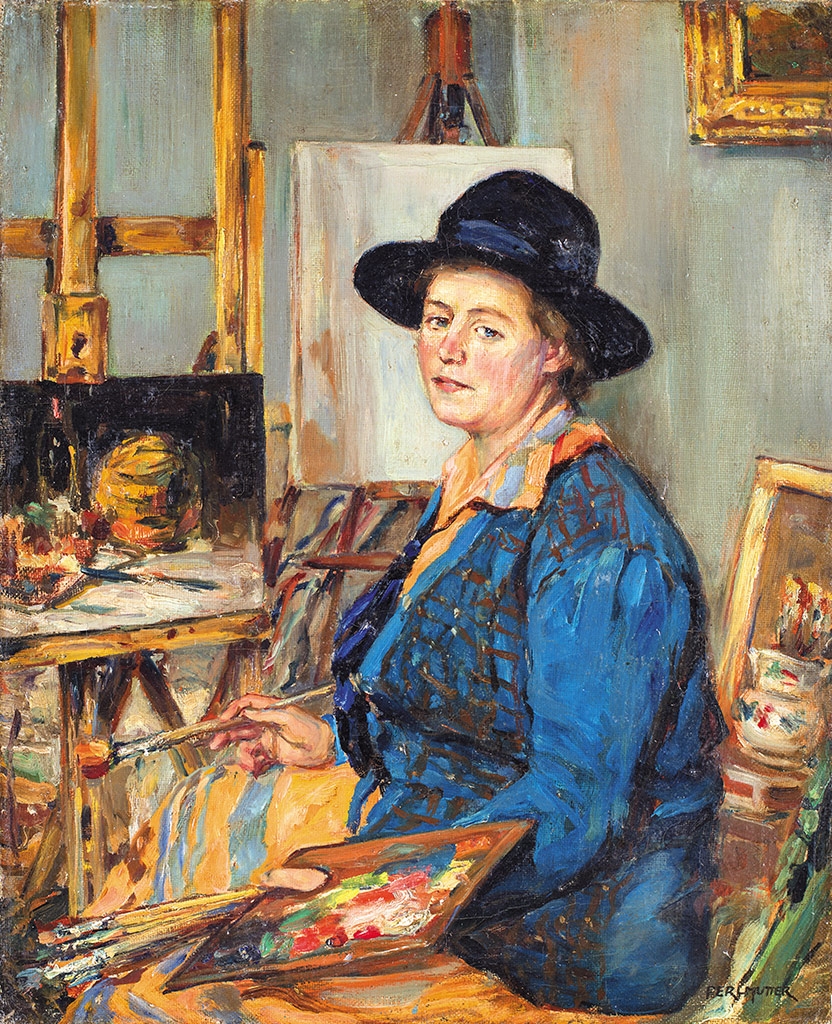 Perlmutter Izsák (1866-1932) Portrait of a female painter