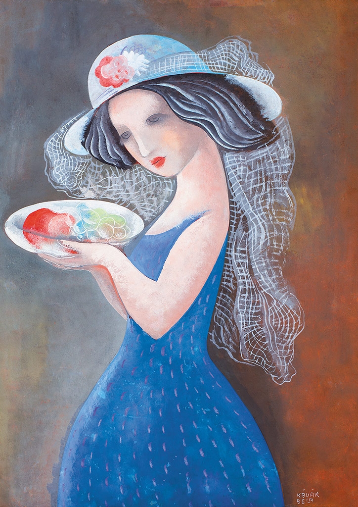 Kádár Béla (1877-1956) "Woman in a hat wit a bowl of fruits, c. 1936 "