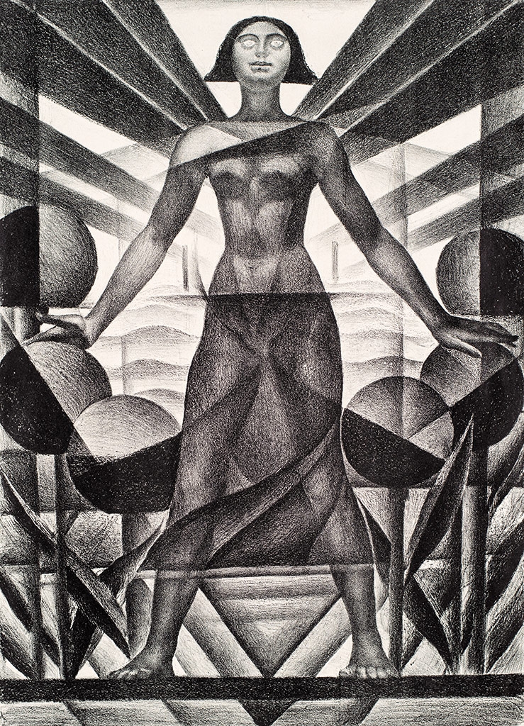 Krón Jenő (1882-1974) Nő konstruktív tájban