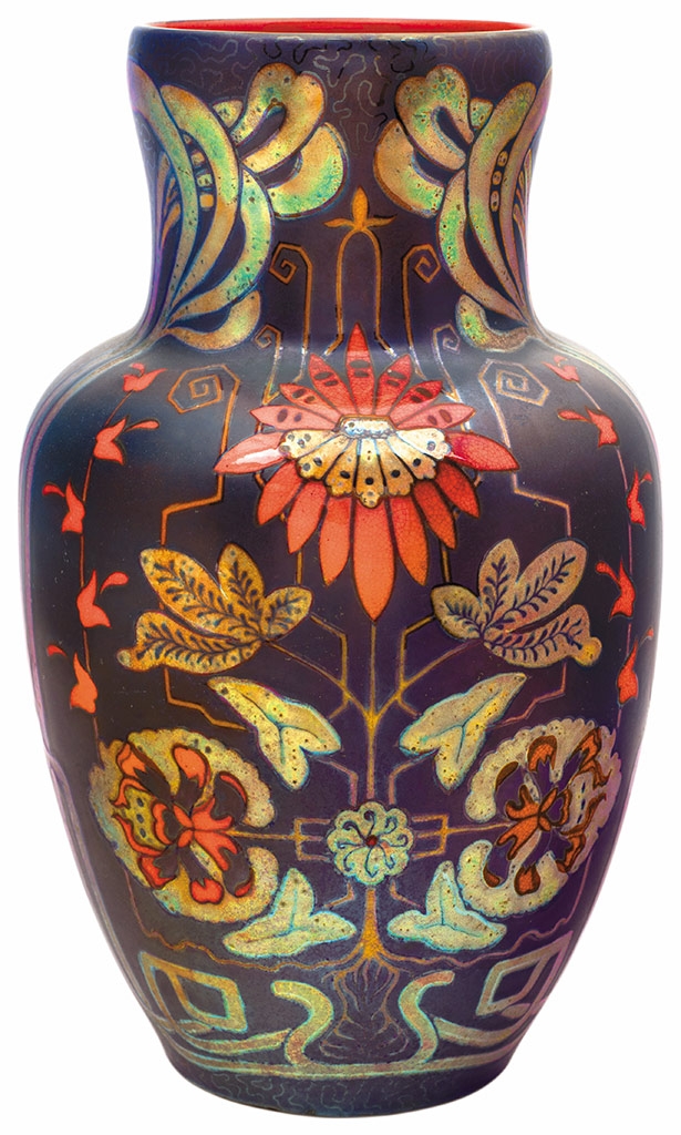 Zsolnay Vase with a symmetrical decor, Zsolnay, 1899