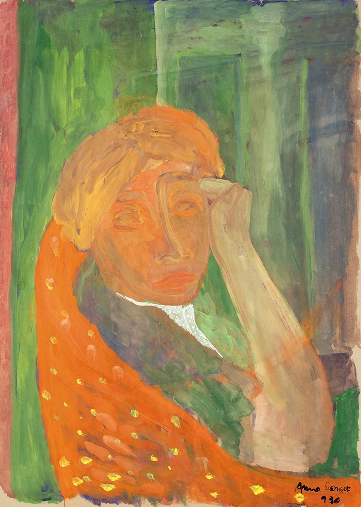 Anna Margit (1913-1991) Ülő nő vörös lepellel, 1936