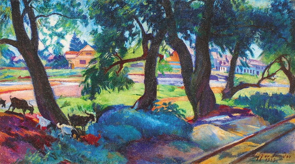 Ziffer Sándor (1880-1962) Nagybánya látképe a Zazarral, 1939