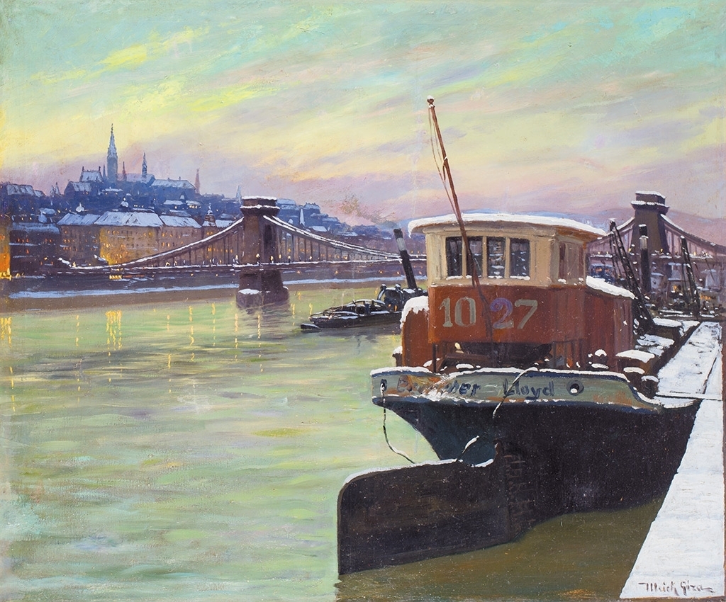 Ulrich Géza (1881-1943) View of Budapest with the Chain Bridge