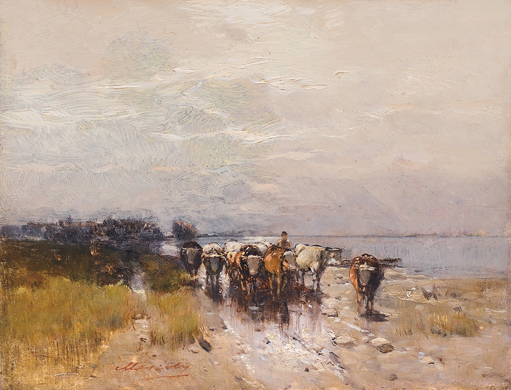 Mészöly Géza (1844-1887) Herd returning home