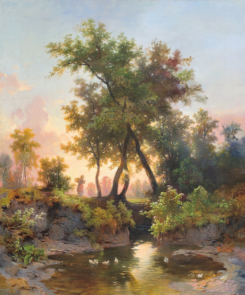 Molnár József (1821-1899) Brushwood carriers by the creek