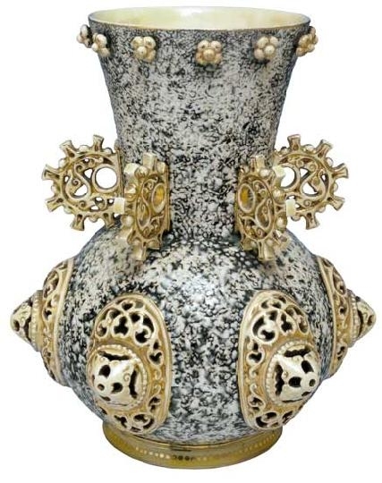 Zsolnay Vase with reticulated relief decoration, Zsolnay, around 1885
