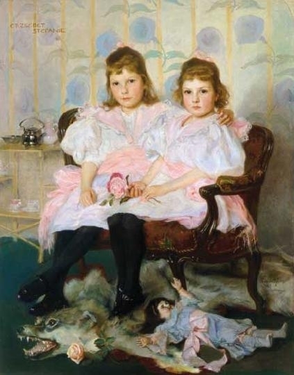 László Fülöp (1869-1937) Kettős leánykaportré, Erzsébet és Stefanie, 1896