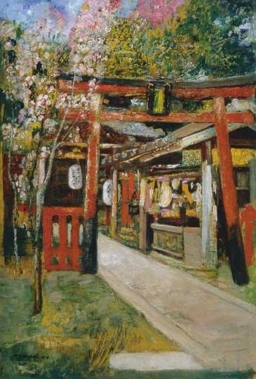 Tornai Gyula (1851-1928) Church entrance in Kioto