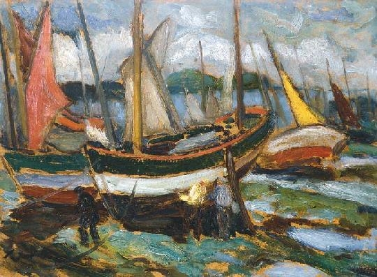 Tibor Ernő (1885-1945) Harbour scene