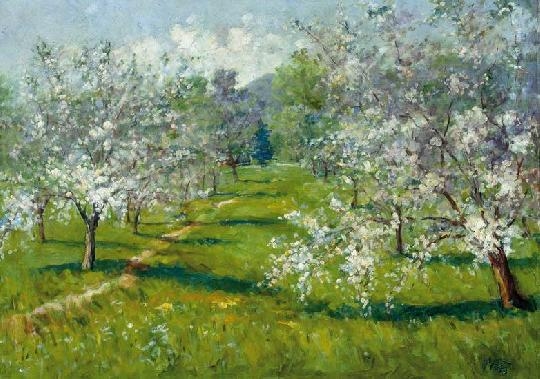 Vass Elemér (1887-1957) Tavasz a gyümölcsösben
