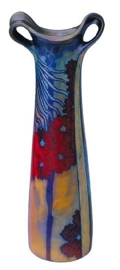Zsolnay Váza körbefutó törökszegfű-dekorral, Zsolnay, 1900 körül