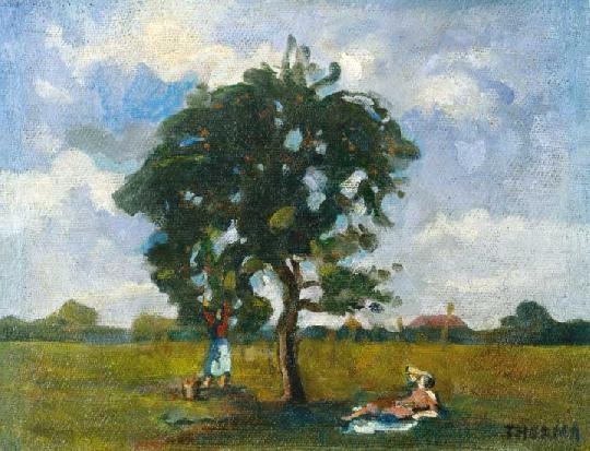 Thorma János (1870-1937) Geathering apples