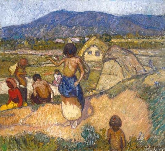 Iványi Grünwald Béla (1867-1940) End of the village in bright sunshine
