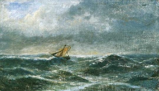 Telepy Károly (1828-1906) Sailing boat on the sea, 1901