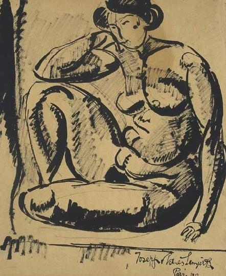 Nemes Lampérth József (1891-1924) Female nude, 1913 On the reverse: View of Paris (sketch)