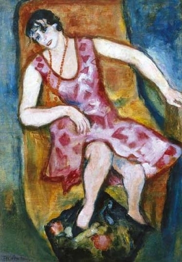 Frank Frigyes (1890-1976) Mimi sárga fotelban, 1938