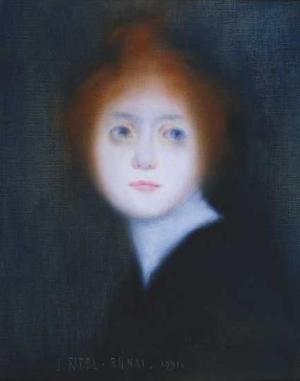 Rippl-Rónai József (1861-1927) Female head with ginger hair in a bun, 1891