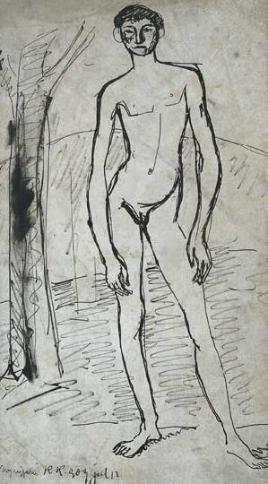 Kernstok Károly (1873-1940) Standing male nude, 1909