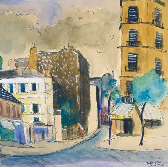 Vörös Géza (1897-1957) Parisian scene, 1931