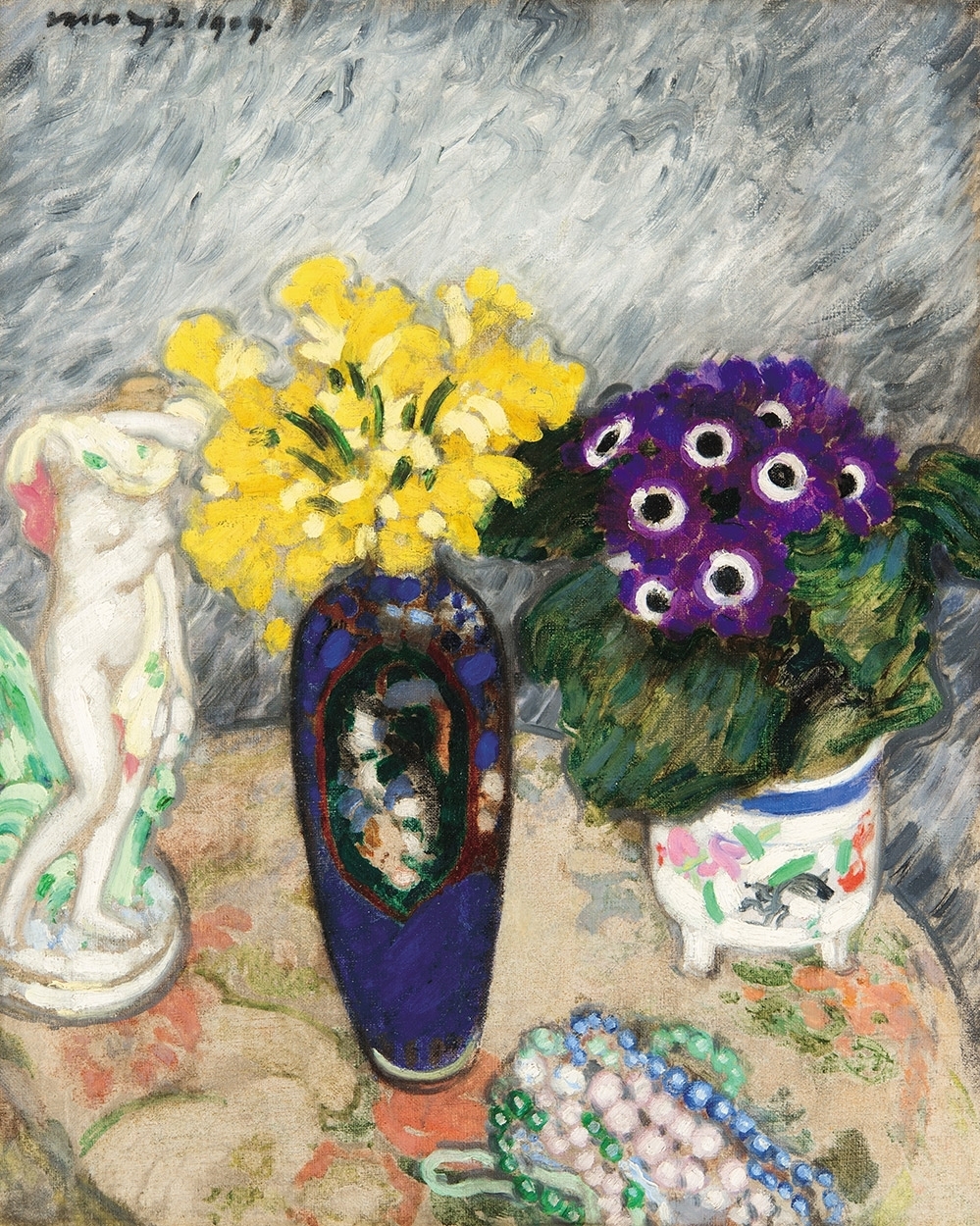 Vaszary János (1867-1939) Flowers and porcelains, 1909
