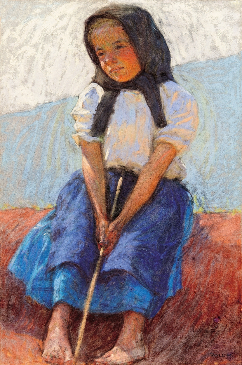 Poll Hugó (1867-1931) Kendős kislány