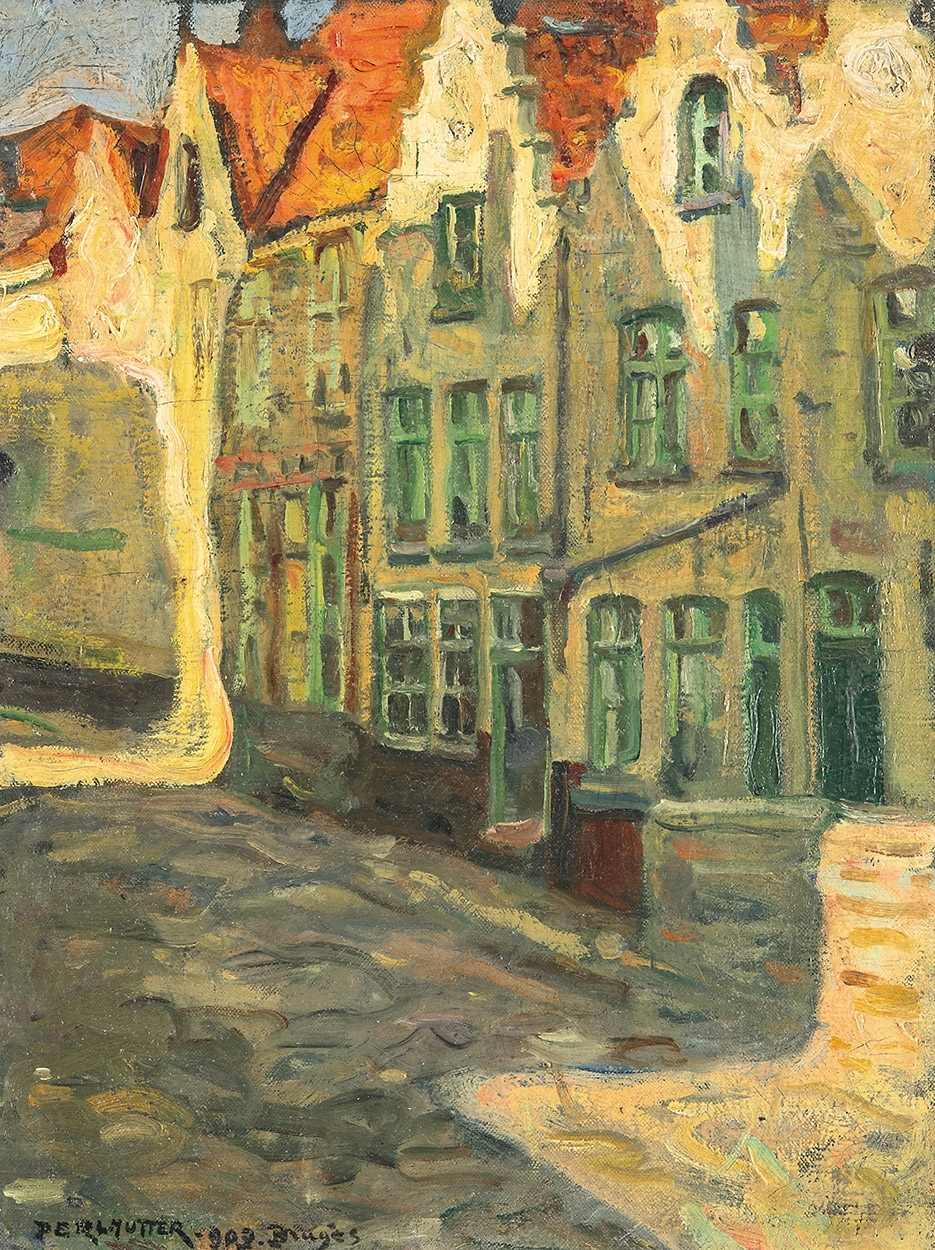 Perlmutter Izsák (1866-1932) Sunny Street (Bruges), 1902